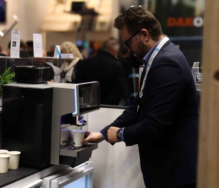 Koffiemachine op beursstand